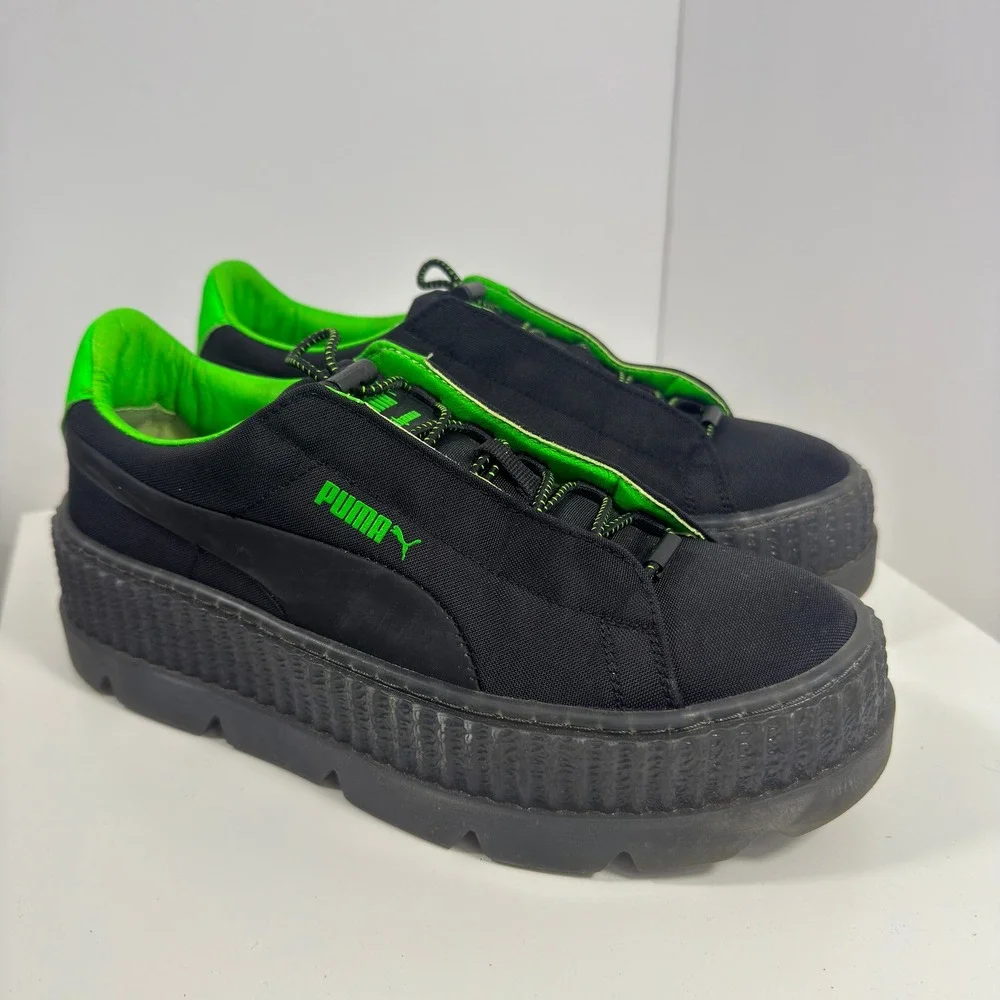PUMA Fenty Cleated Creeper Surf Shoes Womens Size 8 Black Green‎ Gecko 367681-03